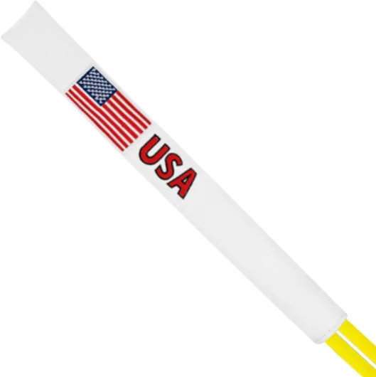 Golf Alignment Stick Cover Premium Leather Perfect Cover for Alignment Sticks Classic USA Design Alignment Sticks Holder Golf Club Protector Holds 2 Sticks - White-USA
