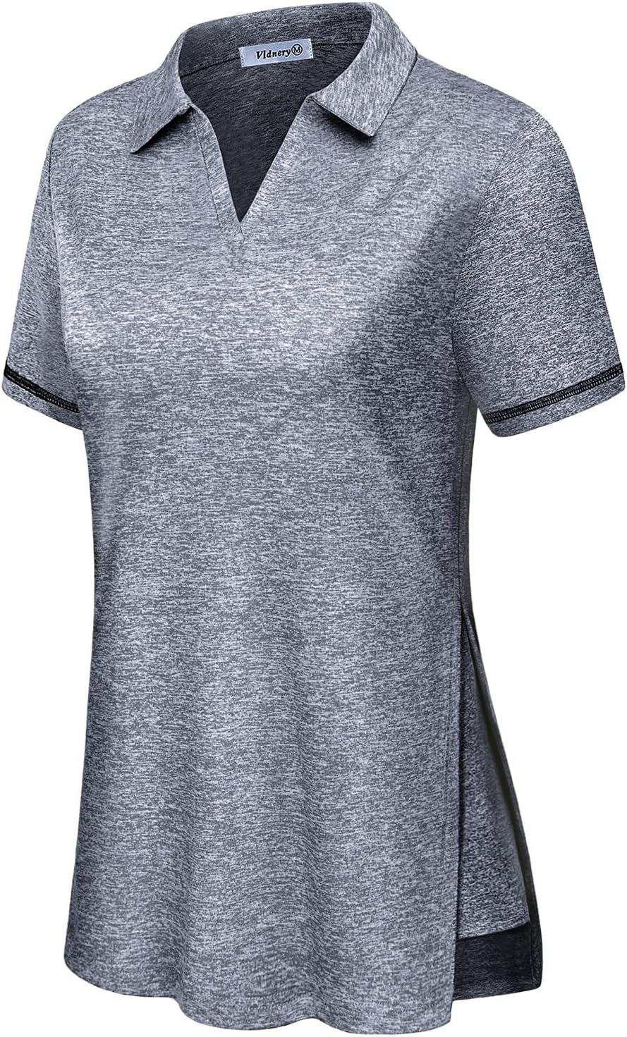 Women's Golf Shirts Short Sleeve v Neck Loose Fit Plain Workout Tennis Polo T-Shirts Grey 3X-Large