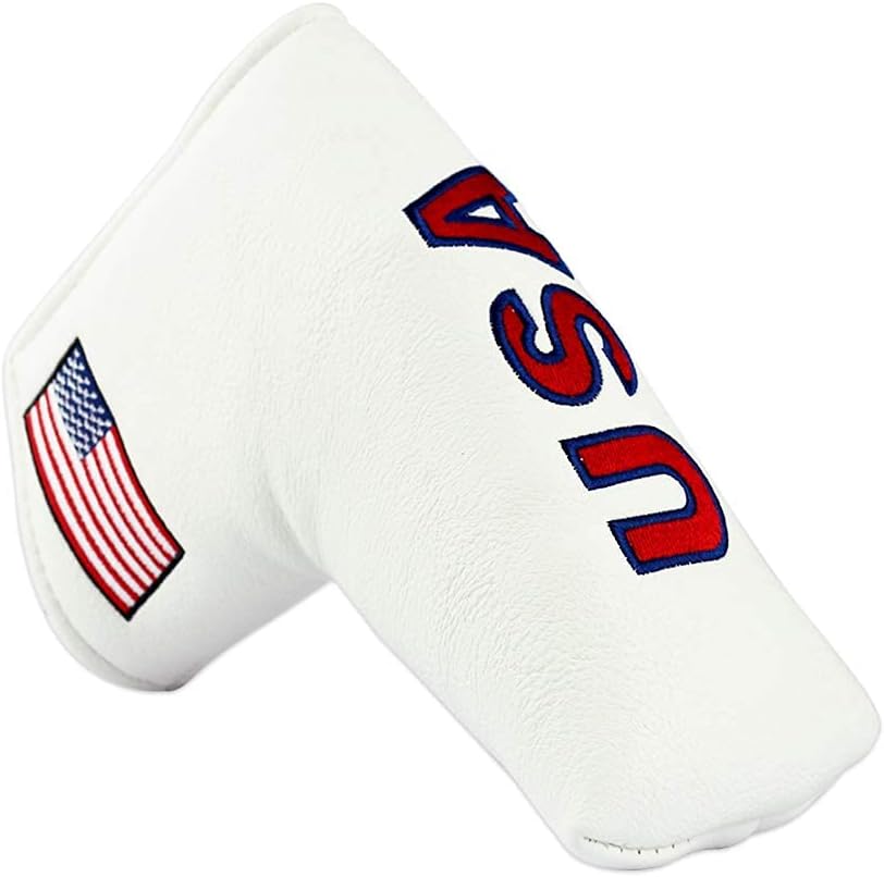 Golf Blade Putter Cover Golf Putter Headcover Synthetic Leather Closure for Scotty Cameron Odyssey Blade Taylormade Ping White
