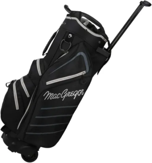 MacGregor Golf VIP Cart Bag with Built in Wheels/Handle, 14 Way Divider Black/Silver