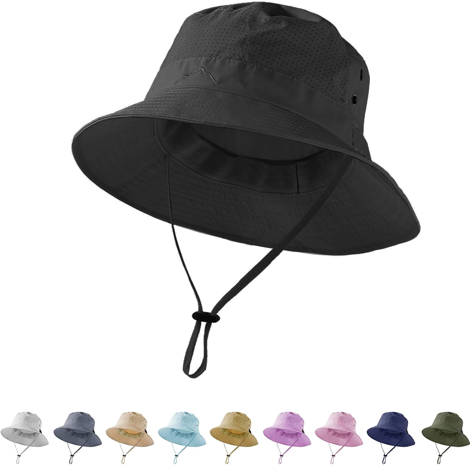 Sun Bucket Hat for Men Women Fishing Beach Safari Hats for Golf Hiking Hunting Outdoor UPF 50+ Black