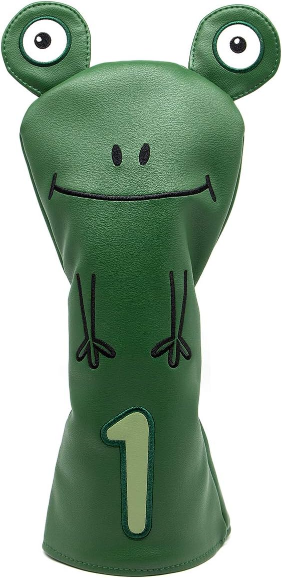 Cat Embroidery Golf Head Covers - Driver, 3 Wood, Hybrid, Hand-Made Leather For Driver(1pcs)/Frog