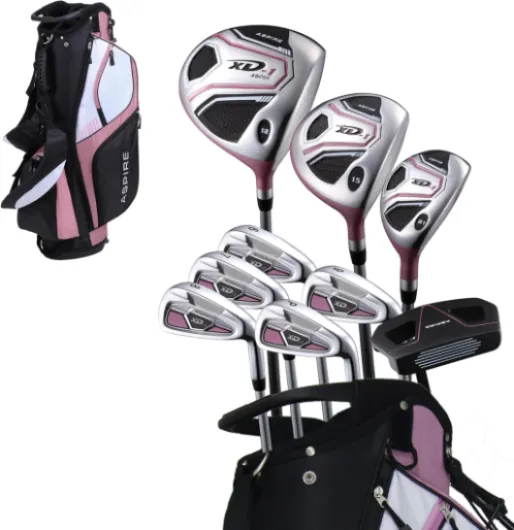 XD1 Womens Golf Clubs Full Set, Includes Driver, Fairway, Hybrid, 6-PW Irons, Putter, Stand Bag, 3 H/C's, Ultra-Light Graphite Shafts, Golf Clubs Women Right Handed, Comes in 3 Sizes, Pink