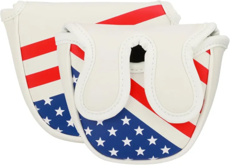 Golf Club Head Covers,4pcs or 1pc USA Golf Head Covers for Woods and Driver Fairway Hybrid - PU Leather Mallet Blade Putter for Men Women Golf Enthusiast Center Shafted Putter