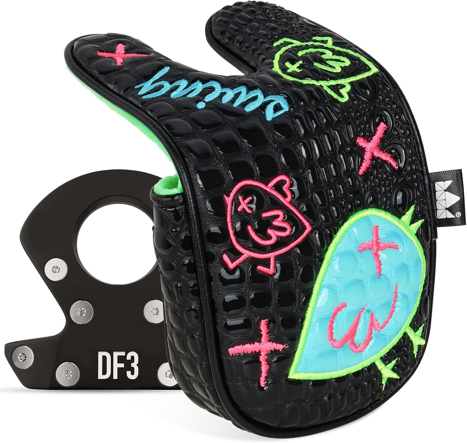 DF3 Putter Cover Golf Headcover Fits for LAB DF3 Birdie Design Funny Driver Mallet Putter Headcover Black Golf Club Head Cover