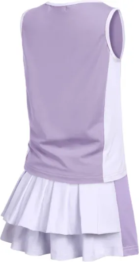 Girls Tennis Golf Dress Outfit Sleeveless Tank Top and Skorts Sets Sport Skirt with Shorts Light Purple 7-8 Years