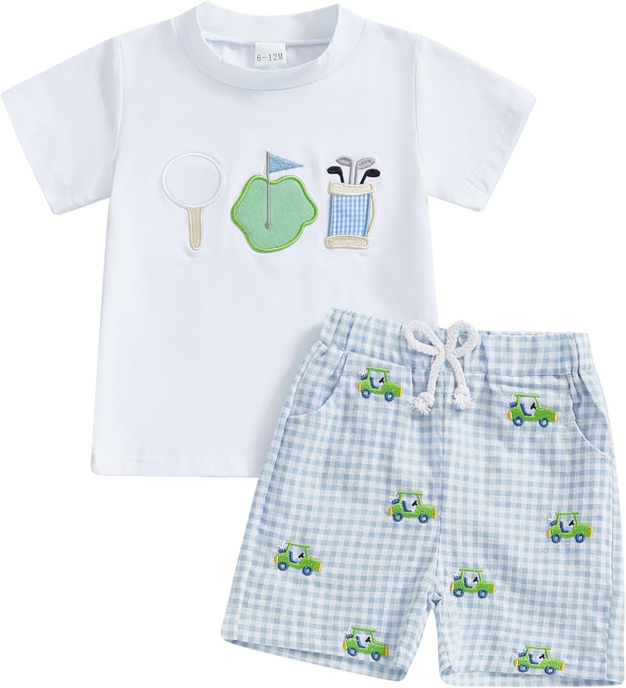 Toddler Baby Boy Summer Clothes Funny Letter T Shirt Elastic Waist Pockets Shorts Set 2 Piece Outfit 2-3T Golf White