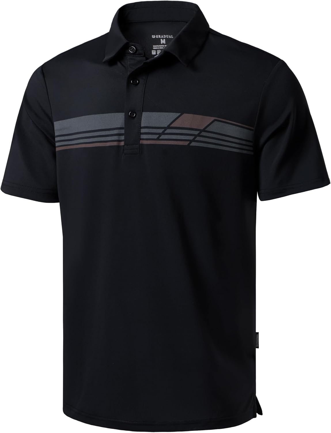 Men's Golf Shirts Dry Fit Moisture Wicking Performance Short Sleeve Collared Polo Shirts for Casual Athletic Business B-black Parallelogram Large