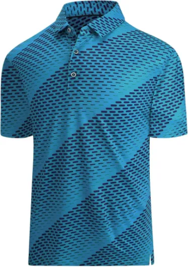 Golf Shirts for Men Dry Fit Print Moisture Wicking Performance Short Sleeve Polo Shirt 3X-Large Z12 Lake Blue Geometric