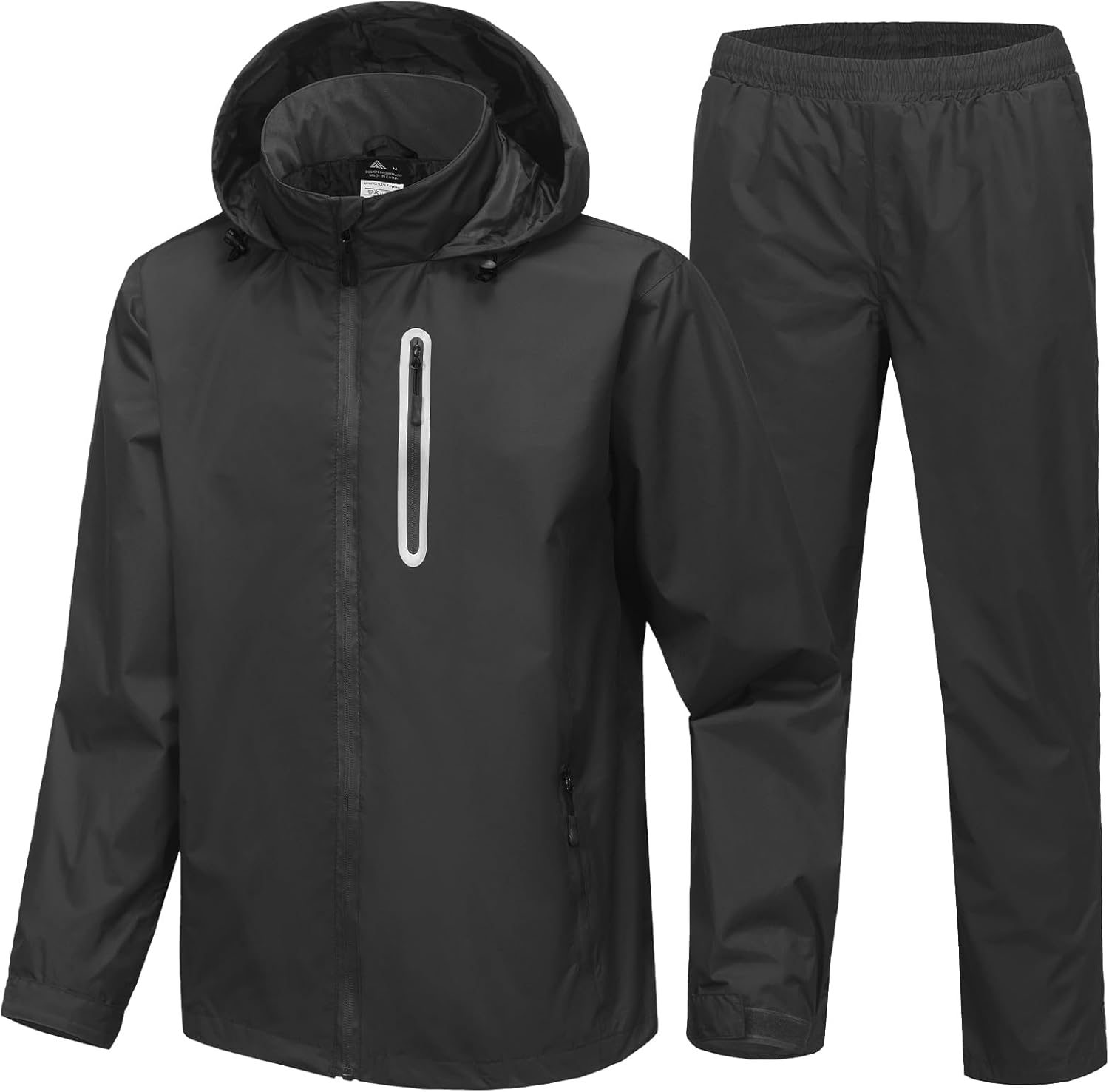 Men's Waterproof Golf Rain Suit Rain Gear Jacket and Pant Outdoor Lightweight Hooded Raincoat Black Large