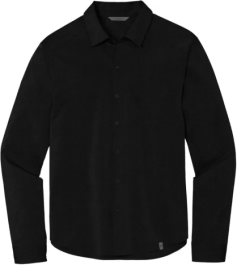 Unisex Commuter Woven Shirt - Long Sleeve Button Up Shirt for Men & Women, Business Casual Collared Top X-Large Blacktop