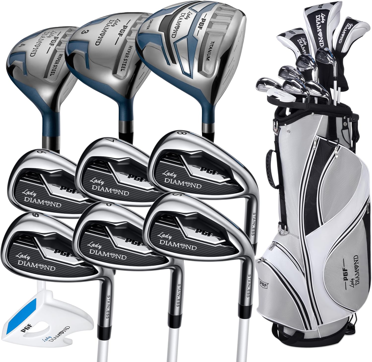 Lady Diamond S5 Women's Complete Golf Club Set [14-Pieces] [Length: Petite] Left Hand