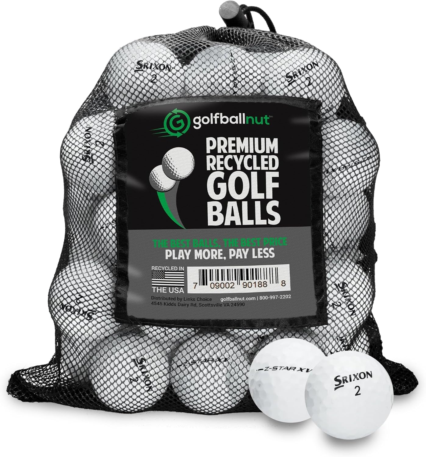 Recycled Golf Balls for Srixon Z-Series Mix - Used Golf Balls Bulk Good Condition – Includes Mesh Bag – (24-48)-Pack, White Srixon Z-Series Mix 24.0