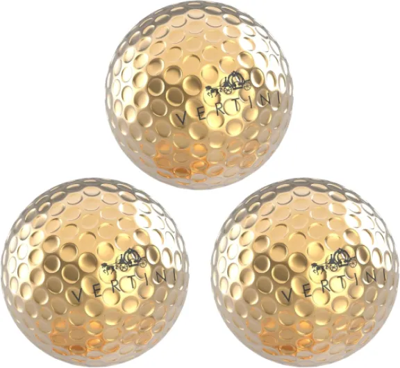 24K PT - Gold Luxurious Golf Gifts Set Golfer Unique Golf Accessories for Men and Women Golden Gift for Display or Ceremonial Use – Hole-in-One, Executive 3Balls