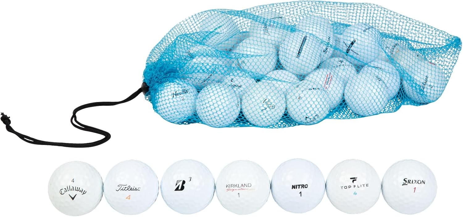 48 Recycled and Used Golf Balls for Titleist, Callaway, Taylormade, and Lower Brands Like Pinnacle, Top-Flite, Kirkland