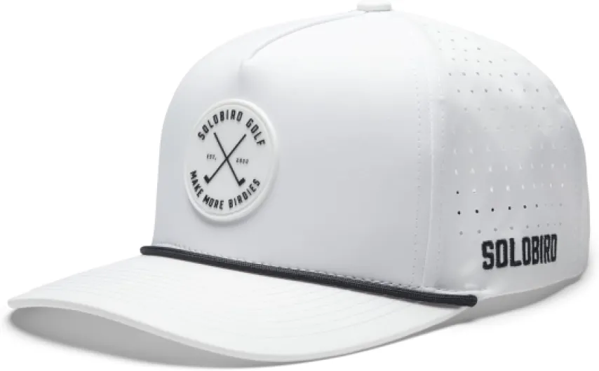 Golf Hat for Men - Golf Snapback - Fun Hat for Golfing - Rope Golf Hat for Men and Women - Make More Birdies Medium-Large White