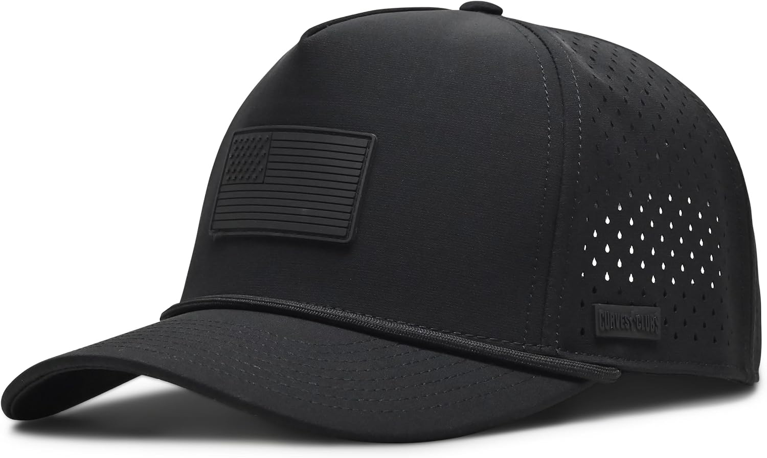 Curves & Clubs USA Golf Rope Hat – American Flag Golf Cap, Performance Hat – Adjustable, Breathable 0 Blackout