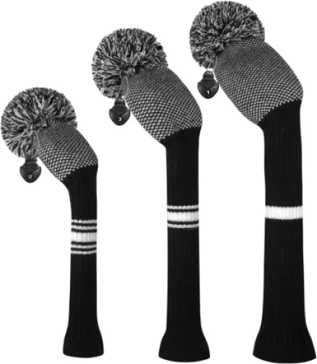 Golf Headcovers for Woods Set of 3 Fits Well Driver(460cc) Fairway Wood and Hybrid(UT) The Perfect Change for Golf Bag Interesting Pattern Styles Black White Dot