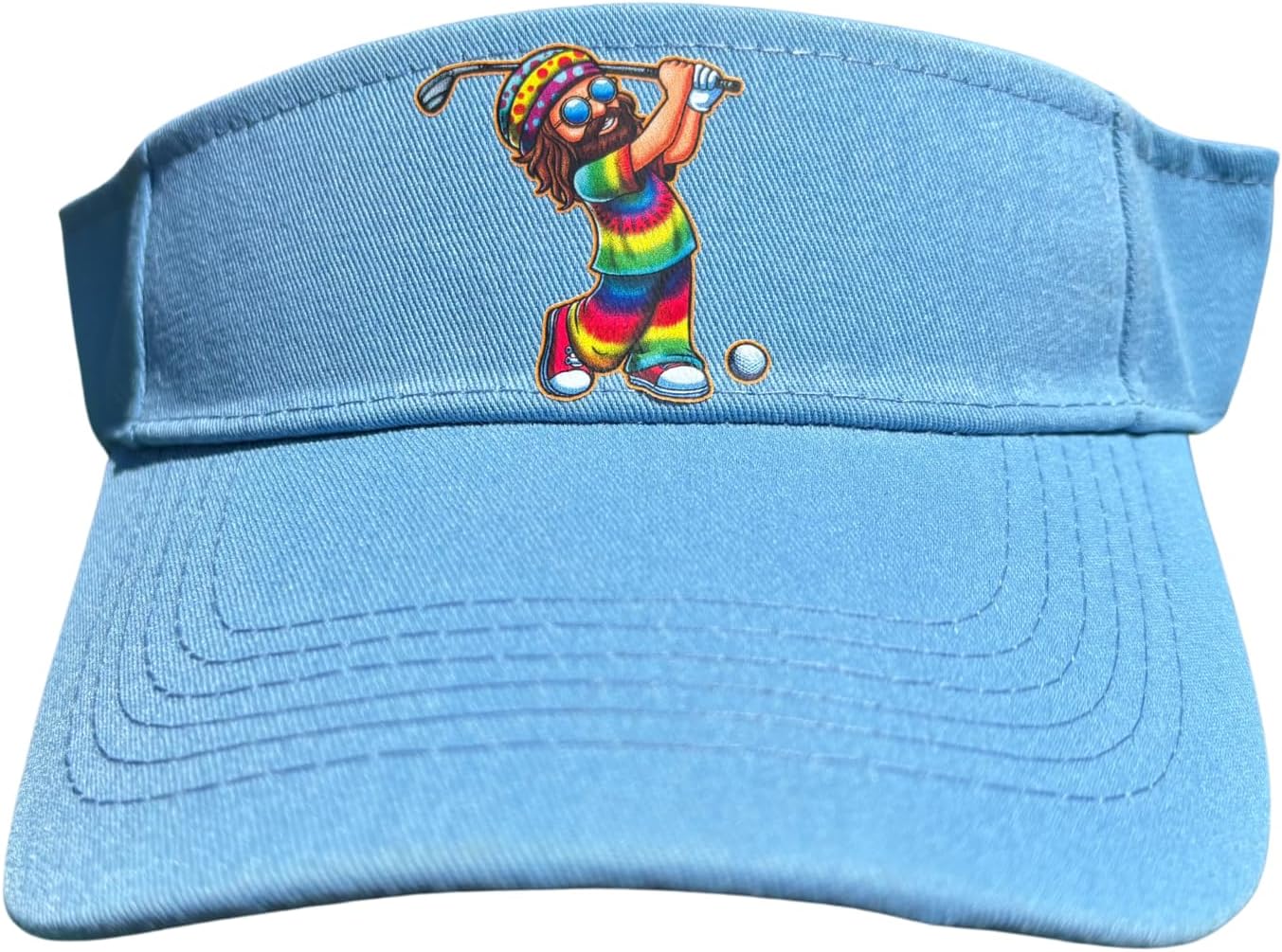 Golf Visor, Cotton Sun Hat with Adjustable Strap, Golf Design One Size Blue (Chippy Hippy)