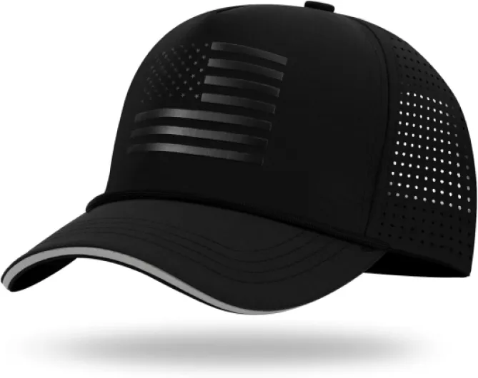 Oversize XL XXL XXXL American Flag Trucker Hat, Waterproof Quick Dry Snapback Hats, Large USA Baseball Cap for Men Big Heads Black/Black Flag