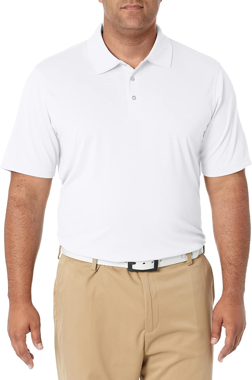 Mens Golf Polo Shirt, Moisture-Wicking Quick Dry, Short Sleeve Medium White