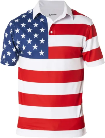 Royal & Awesome American Flag Golf Shirt, Patriotic Golf Shirt, USA Golf Shirts Large American Flag