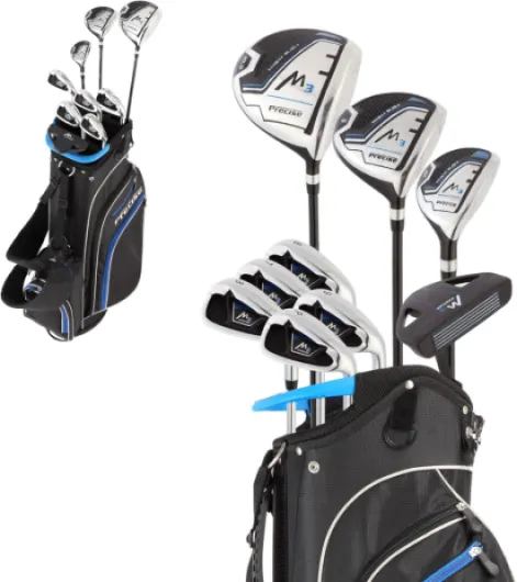 M3 Men’s 14-Piece Golf Set – 460cc Driver, Wood, Hybrid, 6-PW Irons, Putter, Stand Bag, 3 Headcovers and Cover - RH Blue - Regular Size Right