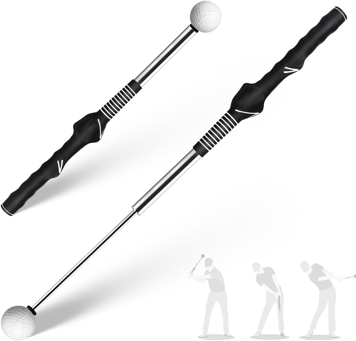 Retractable Golf Swing Training Aid - Portable Correct Grip Trainer with Click Feedback Sound for Right-Handed Golf Players, Ideal for Beginners, Indoor & Outdoor Use(Right Handed)