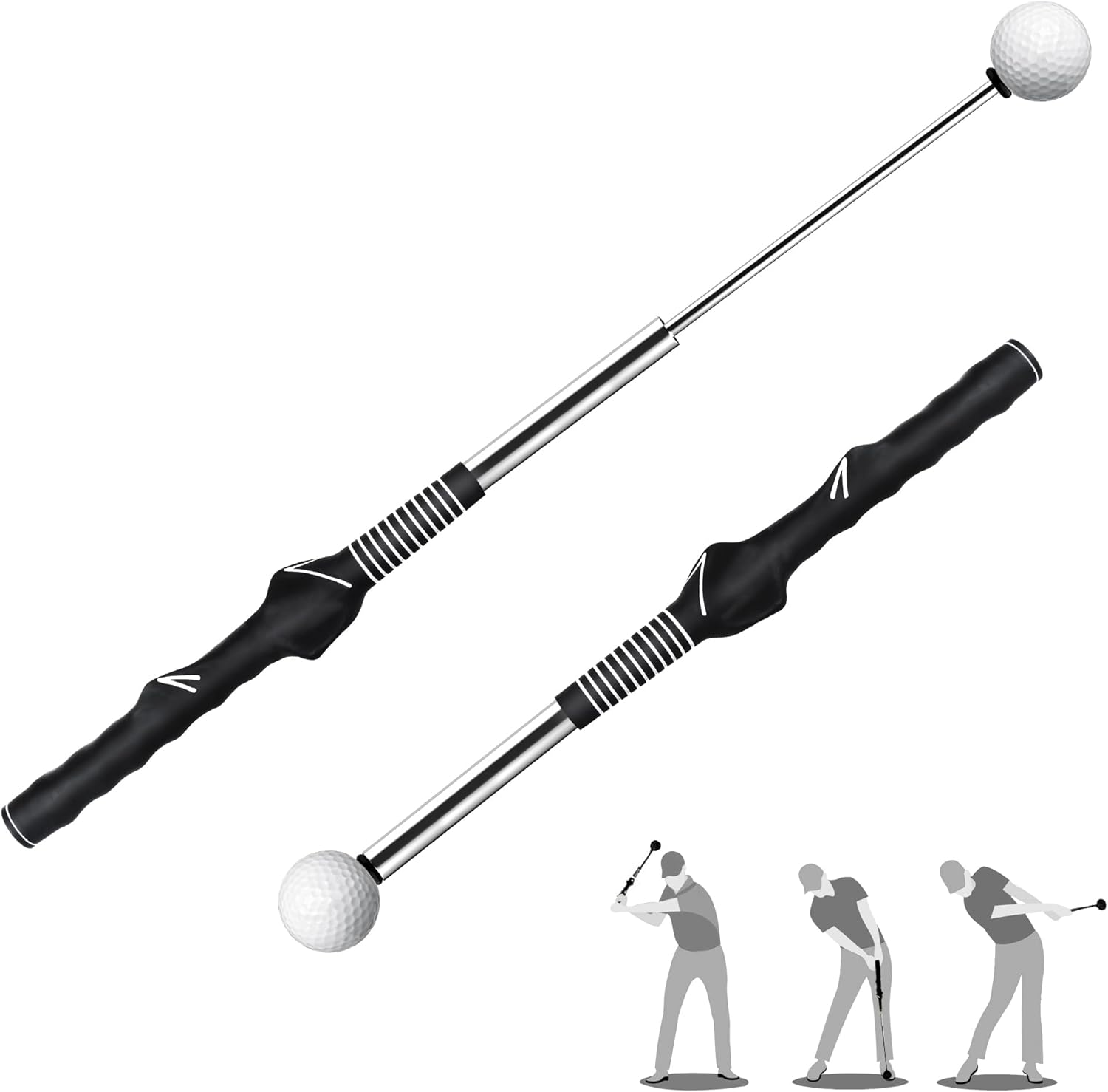 Retractable Golf Swing Training Aid,Rhythm Click Sound Warm Up Golf Swing Trainer,Golf Grip Trainer Attachment -Strength & Tempo Training for Chipping Hitting,Golf Accessories for Men