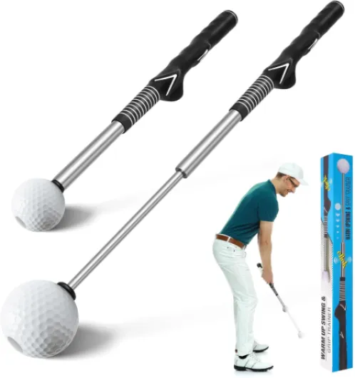 Pro-Level Retractable Golf Swing Trainer - Right-Handed Click Stick Golf Grip Trainer - Practice & Pre-Round Warm-Up Golf Training Aid