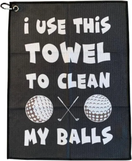 Golf Towel for Golf Bag Microfiber with Clip, Funny Cleaning Cloth for Balls & Clubs, Premium Accessories, Gift for Men, Golfers, Dad I Use This Towel to Clean My Balls