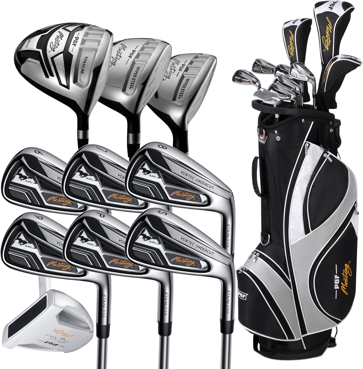 Men's Mustang MK7 Complete Golf Club Package Set [Flex:Regular][14-Pieces] Length: Standard Right Hand