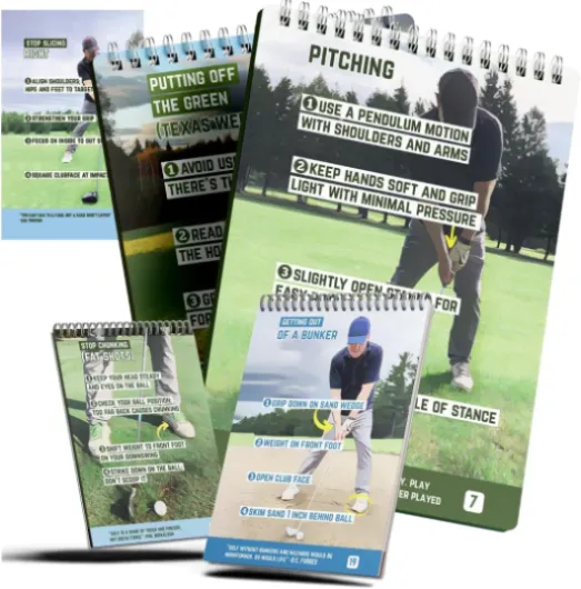 Golf Reference Guide Pocketbook - Golf Cheat Sheets With 175+ Essential Tips 36 Different Shots - Golf Training Aid - Helpful Golf Swing Thoughts - Waterproof & Durable Golf Book - Makes a GREAT gift.