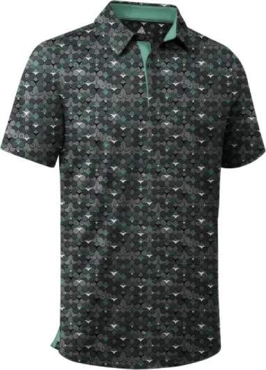 Men's Golf Shirts Short Sleeve Moisture Wicking Performance Print Patterns Casual Collared Golf Polo Shirt for Men Blackish Green X-Large