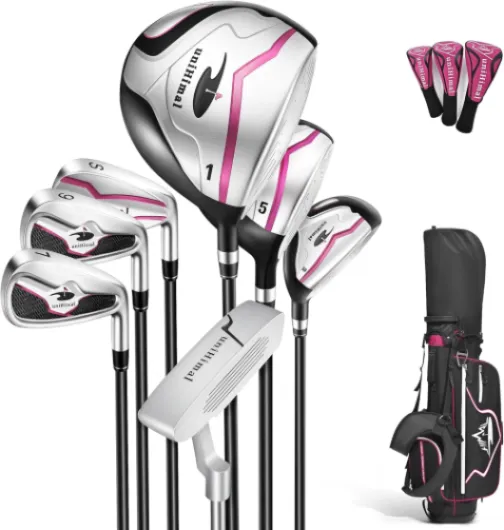 Women's Complete Golf Club Set with Golf Stand Bag Right-Handed 7/10/11 Clubs 7 Piece with Bag