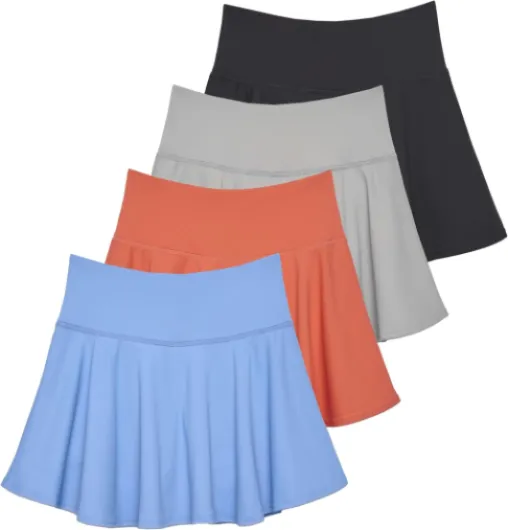 4 Pack: Women's High Waisted Tennis Skirts Skater Skort Tummy Control Golf Shorts Pockets (Available in Plus) Standard Medium Set 8