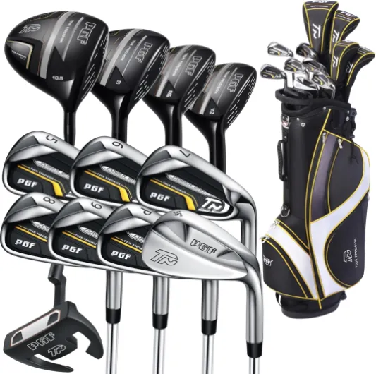 Men's Gold TP Complete Golf Club Package Set [17-Pieces] [Length: 1 Inch Long] Right Hand