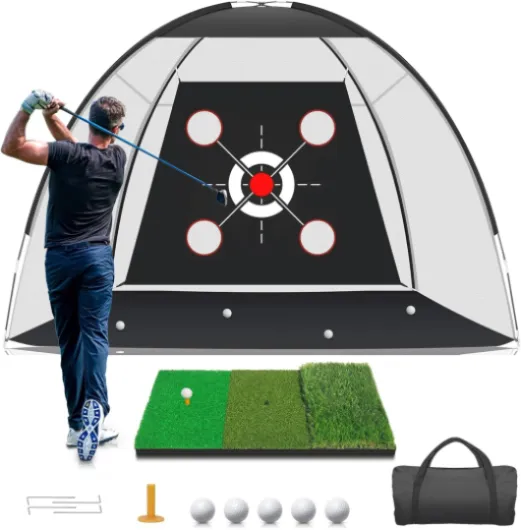 Golf Net with Practice Mat,Golf Hitting Aid Nets 10x7FT for Backyard Driving Chipping Training Swing with Target Mat Balls for Outdoor Indoor，Gifts for Men Dad Him and Golfer 10*7