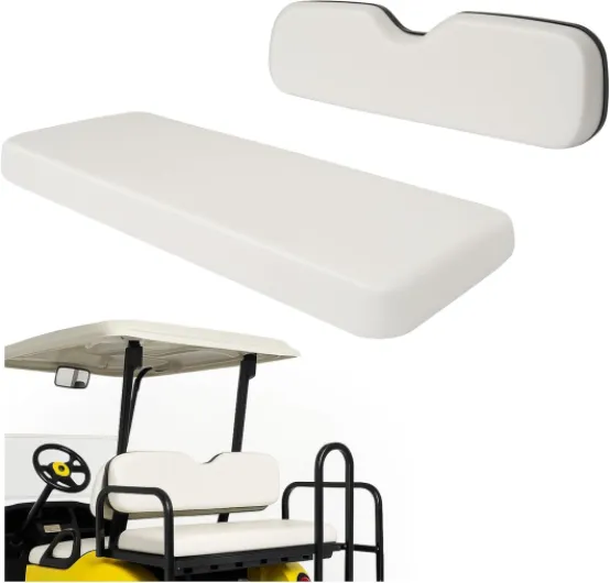 Universal Golf Cart White Seat Bottom & Seat Backrest Compatible with Yamaha,EZGO TXT/RXV/ST, Club Car DS & Precedent and Other 4 Passengers(2+2) Golf Cart Rear Flip Seat