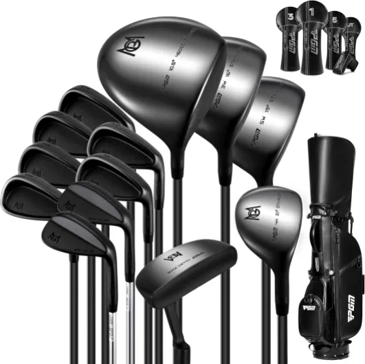 13 Piece Men's Complete Golf Club Sets - Ultra-Thin Face Titanium Driver (0.85+ COR), High COR Fairway Woods, Forged Irons, Precision CNC Milled Putter, with Stand Bag - Right Handed Regular Standard