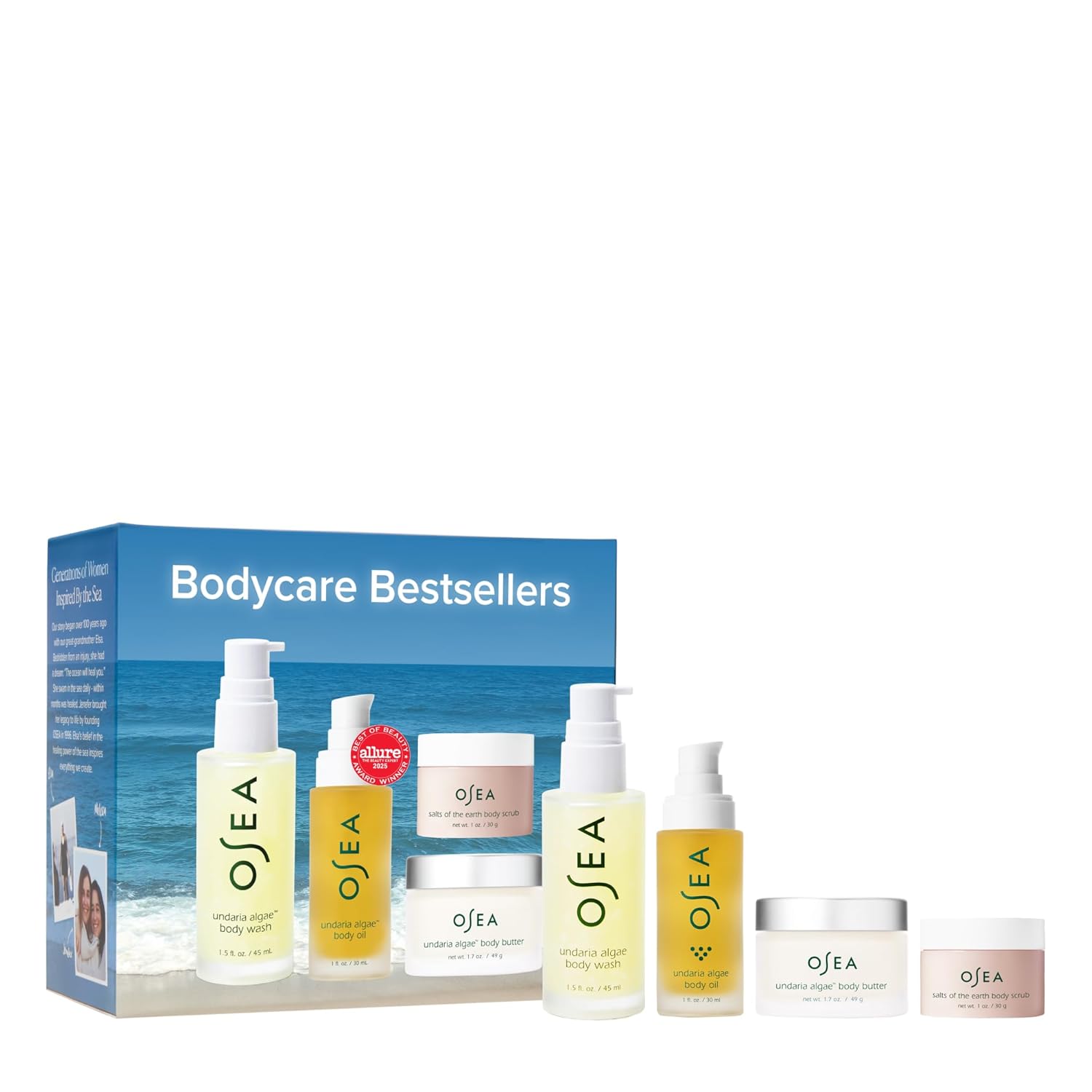Bodycare Bestsellers Skincare Set - 4-piece Body Travel Set - 1oz - Body Oil, Body Butter, Body Scrub, & Body Wash