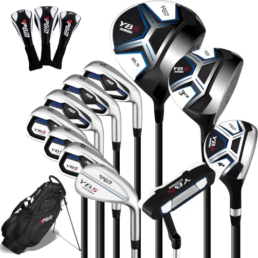15 Pieces Men's Complete Golf Club Set with Driver, Fairway, Hybrid, Irons (6-SW), Putter, Stand Bag & Headcovers - Right Handed - Ideal for Beginners (Standard/Tall Sizes) Standard Graphite