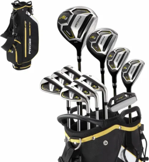 M8 Men’s 17-Piece Golf Set – Driver, Woods, Hybrids, Irons (6-SW), Putter, Stand Bag, 4 Headcovers and Rainhood – K-G Lite Kevlar Shafts Right Hand - Regular Size