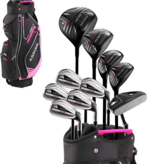 PRO-X 16-Piece Womens Golf Club Set, Includes Titanium F Driver, #3 Fairway Wood, 4-5 Hybrids, 7-SW Irons, Putter, Cart Bag, 4 H/C's, Golf Clubs Women Right Handed, Regular & Petite Sizes Petite Size -1" Right
