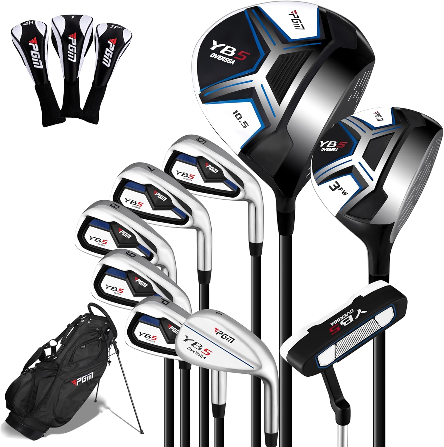 12/15 Pieces Men's Complete Golf Club Set with Driver, Fairway, Hybrid, Irons (6-SW), Putter, Stand Bag & Headcovers - Right Handed - Ideal for Beginners (Standard/Tall Sizes) Standard 12 Pieces - Graphite