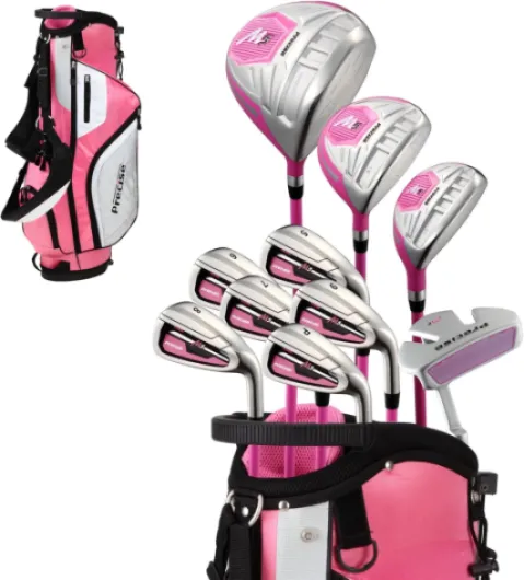 M5 Womens Golf Clubs Full Set, Titanium Driver, S.S - Fairway, S.S - Hybrid, S.S - 5-PW Irons, Putter, Stand Bag, 3 H/C's, Golf Clubs Women Right Handed, Pink Right Hand, Regular Size Pink