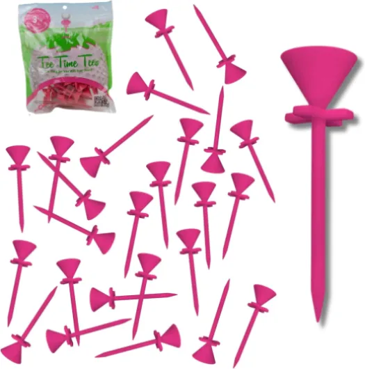 'X' Style Golf Tee - Easy Grip Virtually Unbreakable Plastic Golf Tees 3.25 Inch Featuring Larger Cup Size for Added Stability - Pack of 25 Pink