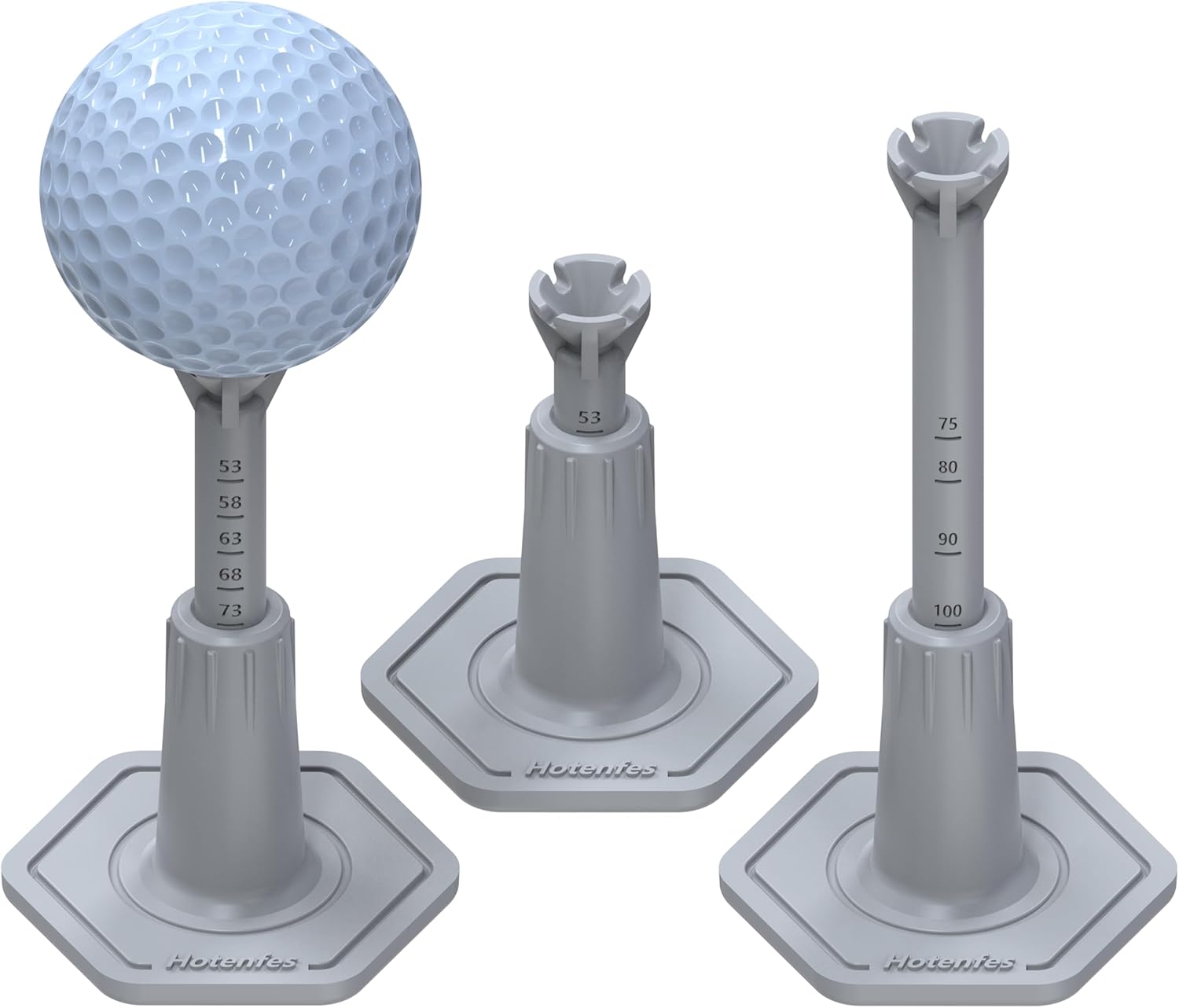 Adjustable Driving Range Golf Tee，Rubber Golf Simulator Tees for Mats，Indoor Golf & Outdoor Practice Accessories，3.9 Inch and 2.8 Inch （2 Pack Gray+2 High Struts）