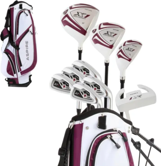 X1 Womens Golf Clubs Full Set, Includes Driver, Fairway, Hybrid, 6-PW Irons, Putter, Stand Bag, 3 H/C's, Light Graphite Shafts, Golf Clubs Women Right Handed, Purple, Regular or Petite Size Petite Size Right