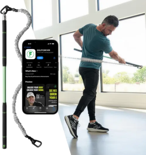 Swing Trainer + 3-Month App Membership – Golf Exercise & Pain Relief Video Routines – Improve Flexibility, Gain Distance, Build Strength & Reduce Golf-Related Pain